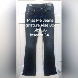 Miss Me Jeans Signature Rise Boot Size 26 Inseam 34 # MMJ03